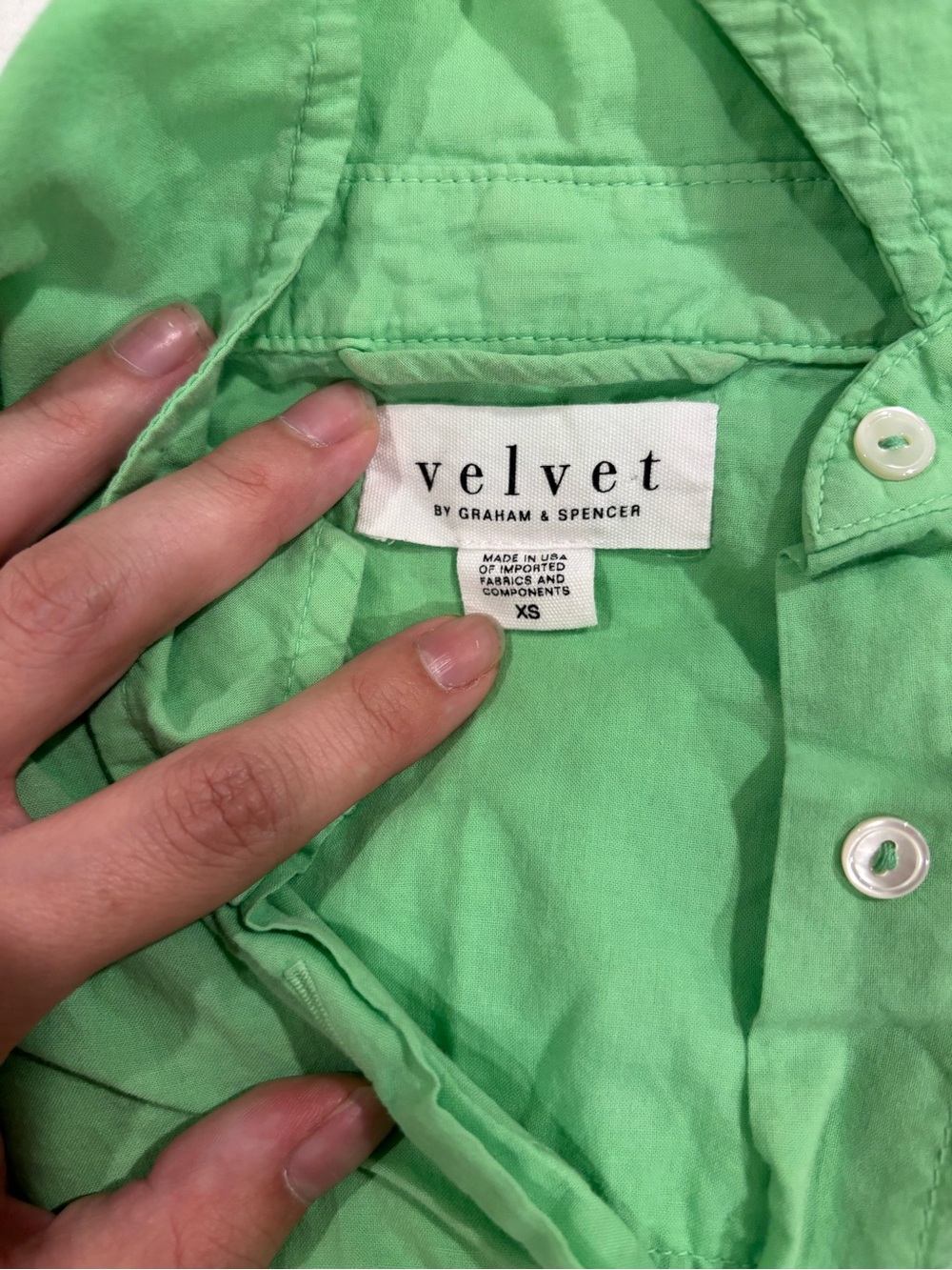 Velvet by Graham & Spencer Mint Green Button-Down Shirt